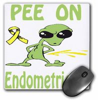 3dRose 8 x 8 x 0.25 Inches Mouse Pad, Super Funny Peeing Alien Supporting Causes for Endometriosis (mp_120680_1)