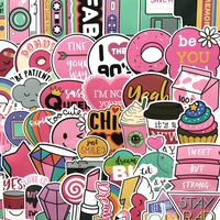 Meet Holiday Girls Cute Cartoon Laptop Stickers Car Skateboard Motorcycle Bicycle Luggage Guitar Bike Decal 60pcs Pack