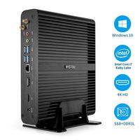Mini Desktop Intel Nuc Core i7 Kaby Lake PC Fanless Tiny Gaming Computer Windows 10 DDR3 8GB RAM / 128GB SSD Internal WiFi