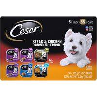 Cesar Canine Cuisine And Home Delights Wet Dog Food Club Variety Pack, (Pack Of 36) 3.5 Oz. Trays