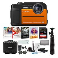 Panasonic LUMIX TS7 Waterproof Tough Digital Camera (Orange) Ultimate Bundle (9 Items)