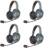 Eartec UL4D UltraLITE Full Duplex Wireless Intercom 2 Way Communication System for 4 Users - 1 ULDM Dual-Ear Master Headset and 3-Pack of ULDR Dual Ear Remote Headsets