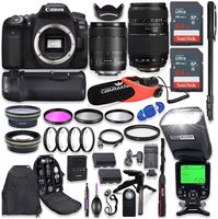 Canon EOS 90D DSLR Camera with EF-S 18-135mm f/3.5-5.6 is USM Lens + Tamron 70-300mm AF Lens, Battery Grip with Advanced Professional Photo & Travel Bundle