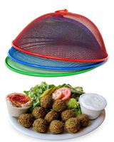 Metal Mesh Screen Food Cover Tent Umbrella, 10.75 inch, Reusable Outdoor Picnic Food Covers Mesh, Food Cover Net Keep Out Flies, Bugs, Mosquitoes (3 Pack, Green Blue Red)