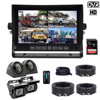 DOUXURY Backup Camera System, 4 Split Screen 7'' Quad View Display HD Monitor with DVR Recording Function, Waterproof Night Vision Cameras x 4 for Truck Trailer Heavy Box Truck RV Camper Bus