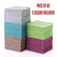 Simpli-Magic 79148 Cotton Washcloths, Multi Color, 12"x12", 60 Pack, Size 12" x 12", Taupe/Turquoise/Lime Green/Powder Blue/Raspberry