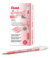 Pentel Sunburst Metallic Gel Pen, 0.8mm Tip Writes 0.4mm Line, Red/Transparent Barrel Red Ink, Box of 12 (K908-MB)
