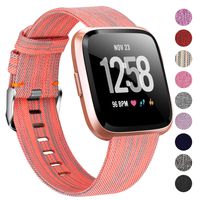 Welltin Bands Compatible with Fitbit Versa/Fitbit Versa 2/Fitbit Versa Lite for Women Men, Breathable Woven Fabric Strap, Quick Release, Adjustable Replacement Wristband for Fitbit Versa Smart Watch