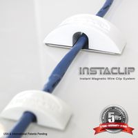 Pack of InstaClip Instant Magentic Stick On Permanent but Temporary Wire Clip Fastener No Holes Glue (Large White 12 Pack)