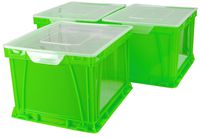 Storex Storage and Filing Cube, 17.25 x 14.25 x 10.5 Inches, Green/Clear, Case of 3 (STX62004U03C)