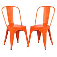 Poly and Bark Trattoria Kitchen and Dining Metal Side Chair in Orange (Set of 2)