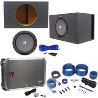 Kicker 43CWR152 COMPR15 15" 1600W Subwoofer+Vented Box+Mono Amplifier+Amp Kit
