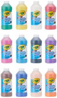 Crayola Washable Paint, 16 Oz Plastic Squeeze Bottles, 1 Each of 12 Assorted Colors