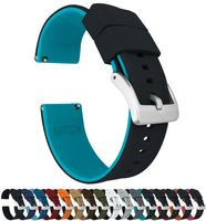19mm Black/Aqua Blue -Barton Elite Silicone Watch Bands - Quick Release - Choose Strap Color & Width