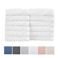 12-Pack Washcloth Set. 100% Cotton Absorbent Quick-Dry Textured Washcloth Towels. Wash Cloths for Bathrooms. Grayson Collection. (Wash 12pk, Optic White)