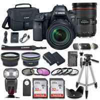 Canon EOS 6D Mark II DSLR Camera Bundle with Canon EF 24-70mm f/2.8L II USM Lens + 2pc SanDisk 32GB Memory Cards + Premium Accessory Bundle Kit (19 Items)