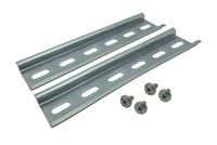 Electrodepot Slotted Steel Zinc Plated DIN Rail, 35mm x 6", Silver - 2 Pieces with 4 #10 Stainless Steel Screws