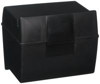 Oxford 01461 4" X 6" Black Plastic Index Card Flip Top File Box