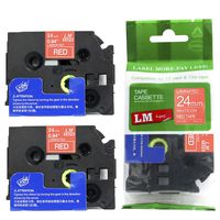 2/Pack LM Tapes - Premium 1" White Print on Red Label (24mm 0.94 Laminated) Compatible with Brother TZe-455 P-Touch Tape and Comes with a Great Tape Color/Size Guide for Easy reordering.