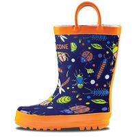 LONECONE Rain Boots with Easy-On Handles in Fun Patterns for Toddlers and Kids, Beetle Boots, Beetle Boots, Beetle Boots, 2 Little Kid