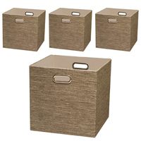 Posprica Storage Basket Bins,13×13 Foldable Storage Cube Boxes Fabric Drawer for Closet Shelf Cabinet Bookcase,4pcs,Coffee
