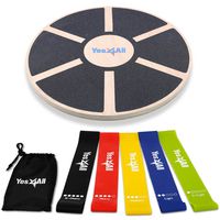 Yes4All PFP9 Special Combo: Wooden Wobble Balance Board & Resistance Loop Bands with Carry Bag (Set of 5) Â- Elastic Stretch Bands/Pull Up Assist Bands, Black Board + Resistance Band