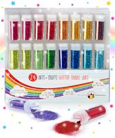 Original Stationery Glitter Shake Jars - Extra Fine Powder, 24 Multi Color Assorted Set - Works for Slime, School and Children's Projects - Perfect for Home Decorations, Face Paint, Nails (24 pcs)