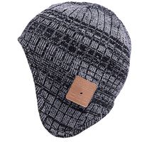 Mydeal Winter Bluetooth Beanie Hat Knit Music Cap with Removal Speakers & Mic Hands Free Wireless Headphones Headsets Earphone for Skiing Skating Hiking Running Camping, Black/Gray