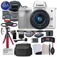 Canon EOS M50 Mirrorless Digital Camera with 15-45mm Lens (White) and Premium Bundle with 12" Tripod