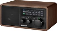 Sangean WR-16BK Professional Table Top Radio + AM/FM/NFC Bluetooth 4.1 Natural Walnut Wooden Cabinet with USB Charging for Smartphones (Black Series)
