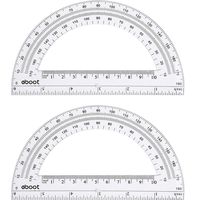 Plastic Protractor Math Protractors 180 Degrees, 6 Inch, Clear, Pack of 2