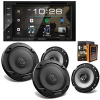 Kenwood Audio DDX26BT 6.2" Double Din Bluetooth WVGA Touch Screen DVD Receiver + (4) KFC-1666S 6.5" 300W Coaxial Speakers and Free Mobile Bracket