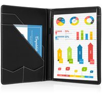 Portfolio Business Folder by Polygon Office - Black Faux Leather Padfolio Organizer and Document Holder for Letter Size Writing Paper Pad - A Legal Notebook Binder or Interview Resume and Card Folio