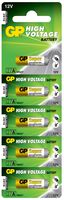 GP 27F pack of five 12V batteries. Usage: Cameras, Car Alarm Remotes, Burglar Alarms, Cigarette Lighters, Electronic Dog Collars.