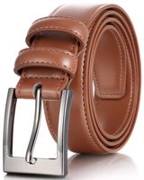 Marino's Men Genuine Leather Dress Belt with Single Prong Buckle - Tan - 36