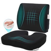 Memory Foam Car Seat Cushion and 3D Mesh Lumbar Support Pillow Coccyx Orthopedic Seat Cushion for Office Chair Lumbar Support Back Pillow for Reliving Lower Back Pain Tailbone Pain & Sciatica Black