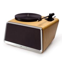 HYM Seed Belt Drive Turntable, Bluetooth Vinyl Record Player with 80W Output Stereo Speaker, RCA Output, Aux In, Dust Cover, White Oak