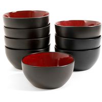 Gibson Home Soho Lounge 6" Square Bowl, Red Reactive Stoneware, 8pk