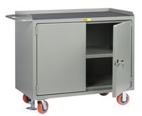 Little Giant MM3-2D-2448-FL Locking Doors Mobile Bench Cabinet with Center Shelf and Non-Slip Vinyl Top, 3600 lbs Capacity, 48" Length x 24" Width x 41" Height