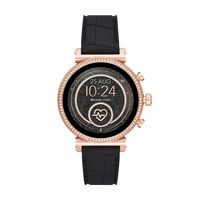 Michael Kors Access Women's Sofie Heart Rate' Stainless Steel Touch-Screen Smartwatch with Silicone Strap, Black, 18 (Model: MKT5069)