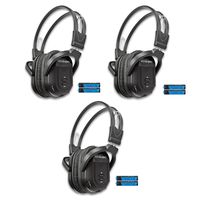 3 Pack of Two Channel Folding Universal Rear Entertainment System Infrared Headphones Wireless IR DVD Player Head Phones for in Car TV Video Audio Listening