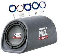 MTX RT8PT 8" 240 Watt Amplified Loaded Subwoofer Tube Audio Set w 8 Ga. Amp Wiring Kit