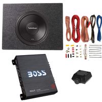 Rockford Fosgate 500W Subwoofer + Q Power Truck Enclosure + Boss 1100W Amplifier