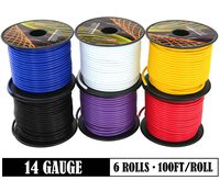 GS Power 14 Gauge 6 Rolls of 100 Feet (600 ft total) Copper Clad Aluminum Low Voltage Primary Wire. For 12V Automotive Harness Car Audio Video Amplifier Remote Trailer Hookup Drone Model Train Wiring