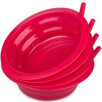 Cibi Kitchens Set of 4 Cereal Bowls with Straws | BPA-Free 22 oz. Sip-a-Bowl | Microwaveable and Dishwasher Safe Toddler Bowl Set for a Tidy Fuss-Free Breakfast Time | 4 Pack In Red