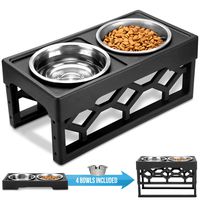 AVERYDAY Raised Dog Bowls Dog Bowls Elevated 4 Stainless Steel Dog Bowls with 4 Adjustable Dog Bowl Stand Perfect Elevated Dog Bowls for Large Dogs and Senior Provide Proper Diner