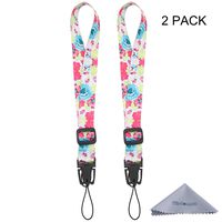 Camera Wrist Strap, Wisdompro 2 Pack Adjustable Length, Polyester Wrist Lanyard with Oval Clip and Detachable Buckle for Cameras, Binoculars, Flash Drives, Keys, Badge Holders - Dahlia