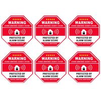 Authentic Home Security, Red Octagon-Shaped, 3.3 X 3.3 Inch Vinyl Decal - Door & Window Stickers, UV Protected & Waterproof - 6 Labels