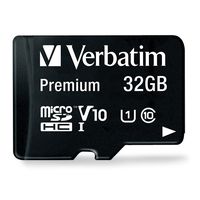 Verbatim 32GB Premium microSDHC Memory Card with Adapter, UHS-I V10 U1 Class 10