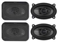 (4) Rockville RV46.3A 4x6 3-Way Car Speakers 1000 Watts/140 Watts RMS CEA Rated